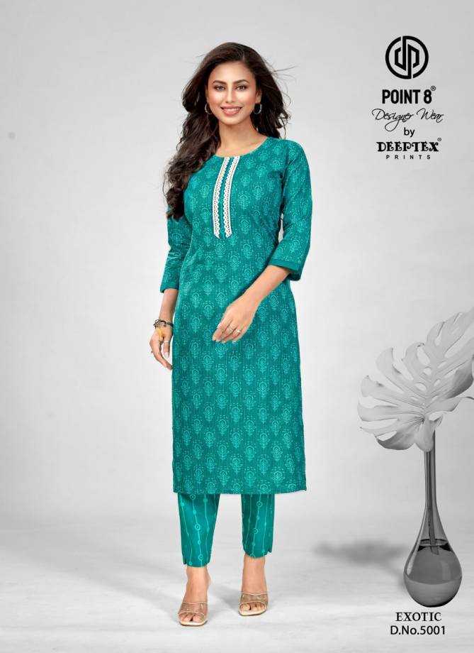 Exotic Vol 5 By Deeptex 5001 To 5008 Kurti With Bottom Wholesale Market In Surat
